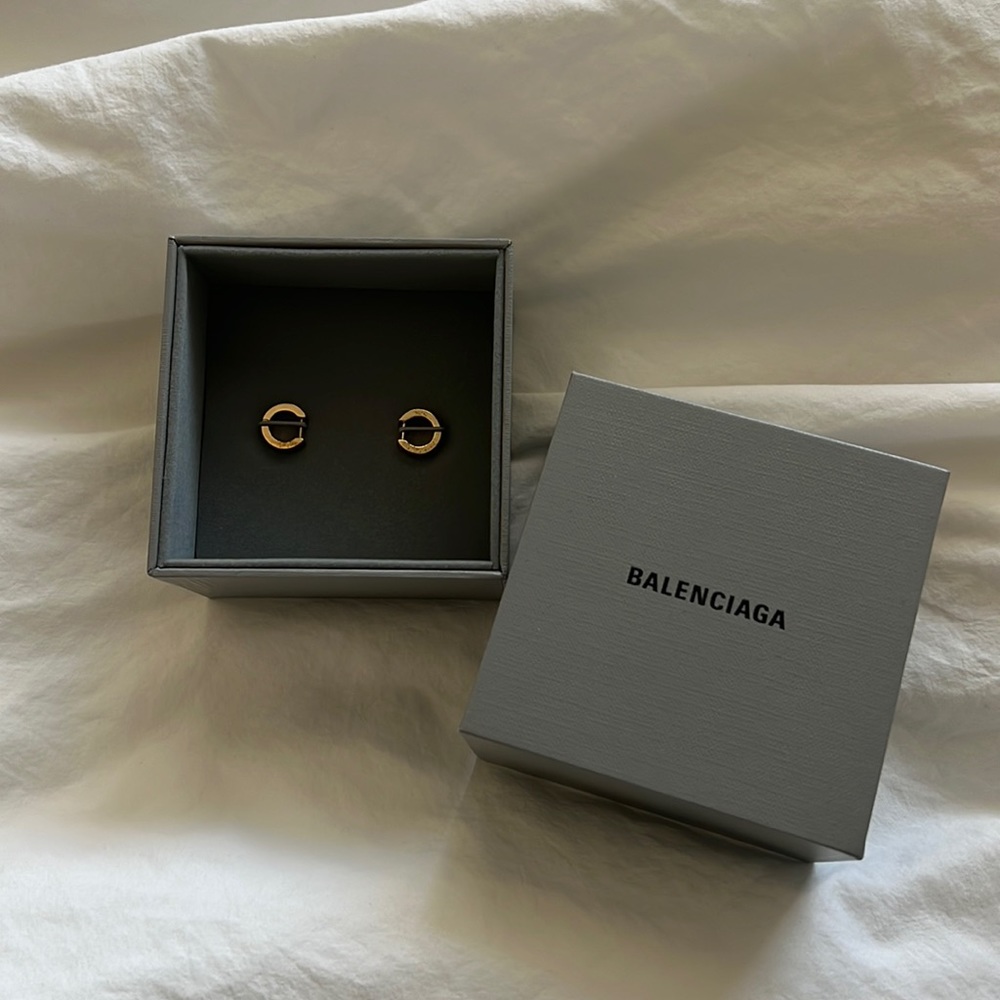 Balenciaga force striped earrings gold